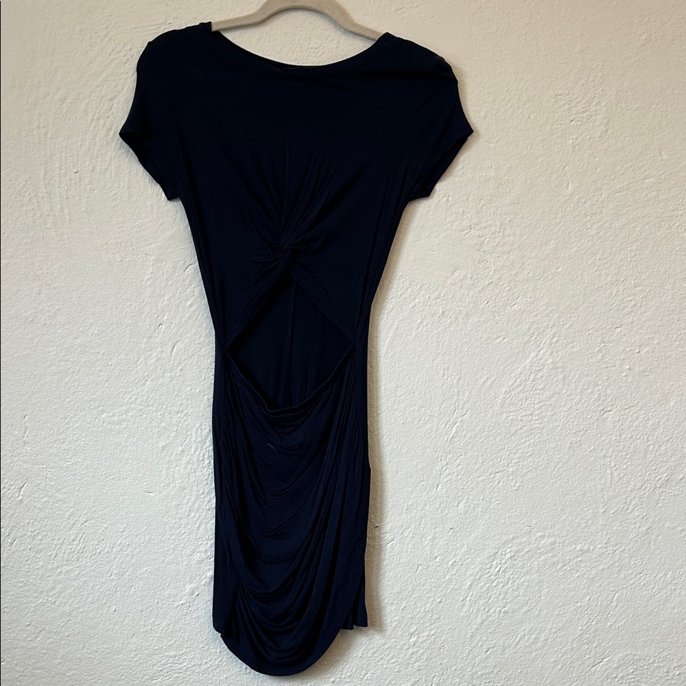 AKIRA Navy Twist-Front Draped Dress